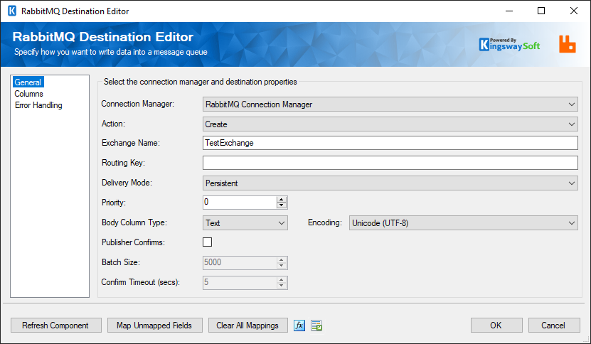 RabbitMQ SSIS Destination Component